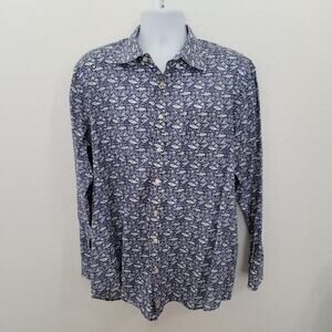 Vineyard Vines Men's Blue Slim Fit Murray Long Sleeve Nautical Shirt Size L